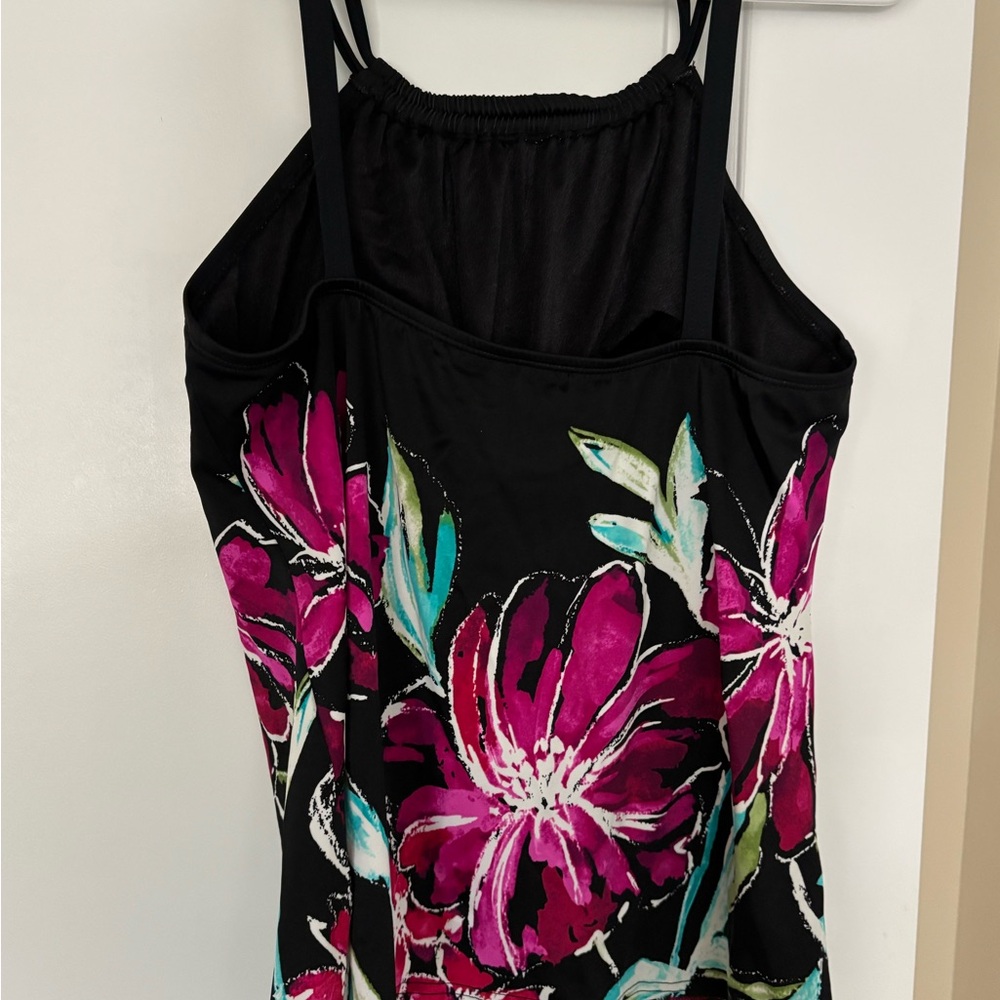 Floral Purple and Blue Spaghetti Strap Tankini Tops - Picture 8 of 10